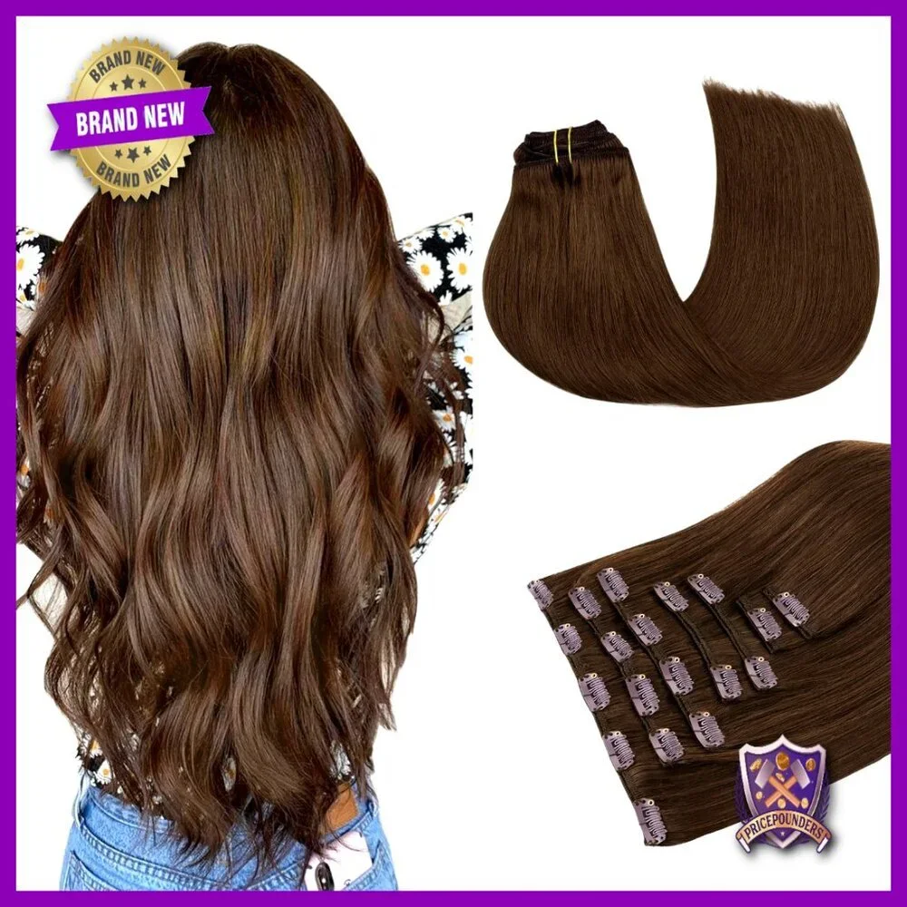 Clip-in Human Hair Extensions 16 Inch 120g 7 Pieces Double Weft